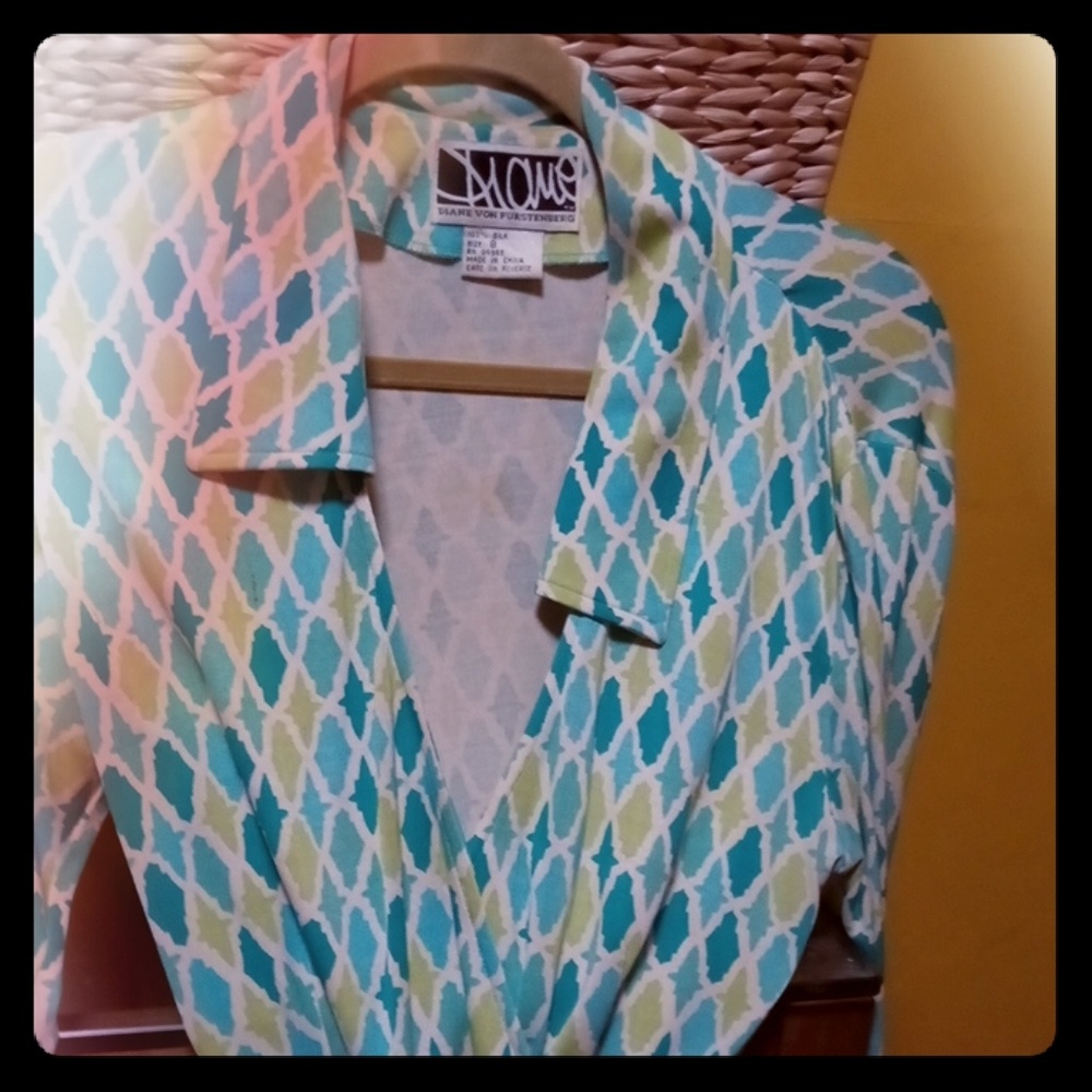 Tile print silk dvf wrap dress